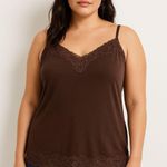 Lane Bryant Chocolate Brown Lace Cami Size 18/20 Quiet Luxury Layering Top Photo 0