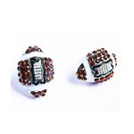 Football Sports Stud Earrings - Rhinestone Crystal Bling, Athletic Fashion Photo 0