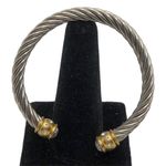 Retro Silver Rope Style Cuff Bracelet with Gold Bar on each end with rhinestones Photo 1