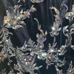 Eliza J  Navy Blue & Silver Sequin Floral Velvet Sleeveless Gown Women Sz 6 Photo 5