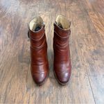 Frye • Patty Riding Bootie brown leather Redwood ankle boot heeled strap buckle Photo 3
