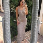 Free People gray textured open back bodycon midi dress sz s Photo 1