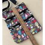 LeSportsac Gray Toot Print Triple 3 Zip Crossbody Mushroom Hearts Butterflies Photo 3