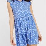 Stradivarius sleeveless shirt dress in blue floral print Sz Small Boho Ruffles Photo 3