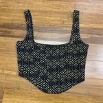 Free People  Corset Tank Top Womens Small Brown Geometric Sleeveless Fitted Black Photo 0