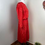 Vintage In Cinq Red Satin Long Sleeve Blousen Dress Career Teacher Size M Photo 3