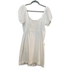 Madewell  Linen‎ Blend Dress Puff Sleeve Button Front Pockets White Size 6 Photo 2