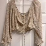 Petal and Pup  Neutral Beige Floral Smocked Y2K Boho Crop Top Size Medium Photo 1