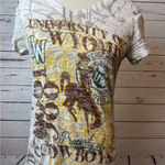 Russell Athletic University of Wyoming Tee Shirt‎ Medium Cowboys T-Shirt Burnout Russell Football Photo 0