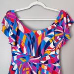 Trina Turk  Rio Off The Shoulder Ruffle One Piece Swimsuit Pink Blue Photo 3