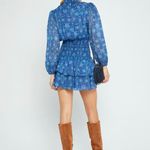 Kourt Sz Small Blue Paisley Print Luke Dress Tiered Mini Skirt Smock Waist/Neck Photo 9
