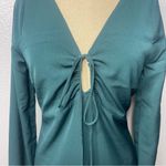 Abercrombie & Fitch  XS Tall Long-Sleeve Front Tie Mini Dress Dark Teal Photo 2