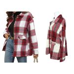 Cottagecore Collared Red Plaid Flannel BU Shirt 16W Shacket Cabincore NWT Photo 3