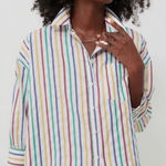 Tuckernuck  Pomander Place Rainbow Stripe Adair Boyfriend Shirt Photo 0