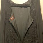 Scarlett - Black Lace Sequined Long Mesh Open Sleeve Cuffed Mini Dress- Size 8 Photo 5