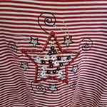 Grandma Chic Red and White‎ Striped Shirt with Embroidered Stars Size 16/18 Photo 1