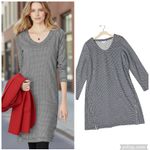 J. JILL Houndstooth Plaid Shift Dress Black Size L Photo 1