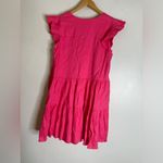 Antonio Melani  Large Pink V Neck Flutter‎ Sleeve A Line Linen Blend Dress CP Photo 1