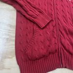 Ralph Lauren Sport Red Cable Knit Zip-Up Hoodie Sweater Womens XL Y2K Preppy Photo 5