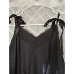 Delicates  Black Satin Like Lace Chemise Lingerie Semi Sheer Maxi Slip Dress L Photo 2