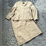 Vintage Robert Arthur Union Made Blazer and Skirt Suit Set w/ Belt Tan 12 Photo 0