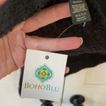 BohoBlu New with tag‎ giftable black sweater scarf uneven asymmetrical hem knit Photo 1