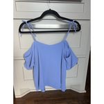 Topshop Women's Periwinkle Blue Cold Shoulder Off The Shoulder Top Size US 2 EUC Photo 3