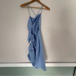 Bardot NWT Cindy dreamer dress strappy top gathered side mini dress blue small 6 Photo 4