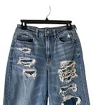 American Eagle American‎ Eagle Women's Size 8 Mom Plaid Patch Distressed Straight Jeans Photo 1