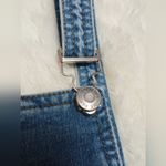 CHIQLE Denim Architect Bib Cutoff Shorts Frayed Hem Pouch Blue Size S Photo 3