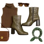 Mango Texas Olive Green Leather Western Chelsea Boots Women’s Size 9 in GUC Photo 1