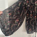 Vintage Ralph Lauren Denim & Supply Sheer Boho Peasant Top Black Floral Tassels Photo 1