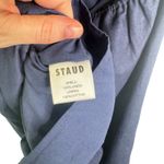 Staud Epona Sheath Dress Large Ring Detail Short Sleeve Cutout Linen Mini Navy L Blue Photo 14