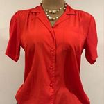 Dana AshleyVintage Red Button Down Collard Shorts Sleeves.Pleated Blouse Sz 10. Photo 0