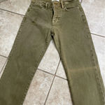 frame denim Le High Straight Women’s 24 Jeans Green Pine Raw Hem Staggered Photo 2