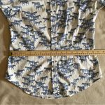 Rönner Horse Print Blouse Sz 8 Equestrian Button Down Shirt Horse Lover Barn Blue Photo 7