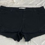 Torrid  black denim shorts size 24 cutout embroidery Photo 0