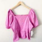 Rachel Parcell  | Puff-sleeve Peplum Top In Orchid Pink Fitted Romantic | Size 18 Photo 1