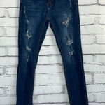 Wax Jean “Butt, I Love You” Distressed Skinny Jeans Dark Wash Women’s 3 Low Rise Photo 0