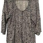 Michael Kors Scoop Neck Animal Print Blouse Top Plus Size Black Khaki Size 1X Photo 0