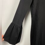 Maven West Maven West Black Lace-Up Neckline Long Bell Sleeve Mini Shift Dress Photo 1