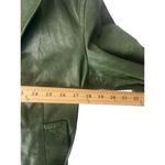 Hh_Hhh Women Size Large Made In Turkey Green Leather Double Breasted Belted Coat Photo 8
