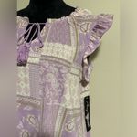Absolutely Famous NWT  Purple and White Square Paisley patterned blouse size XL Photo 2