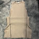 IRIS & INK Cream Sheath Dress Sleeveless Crew Neck Tan Photo 3