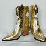 Betsey Johnson Teddyy Floral Western Boot, Gold. Sz 8.5, NIB Photo 2
