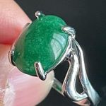Green jade S925 silver women ring size 10 Photo 8