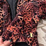 Vintage Velour Coat Bomber Jacket Velvet Wild Animal Print 10 L Large M Medium Brown Photo 4