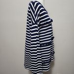 Crown & Ivy Navy White Stripe Ruffled Sweatshirt Size Large Photo 1