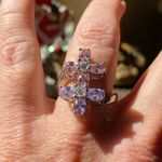 Double Flower Cz Heavy Sterling Silver Ring 2009 Era Pink Size 8 Photo 4