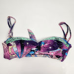 Agua Bendita  Fuzzy Bikini Top in Eter Print Pink Size 3XL NWT Adjustable Photo 2